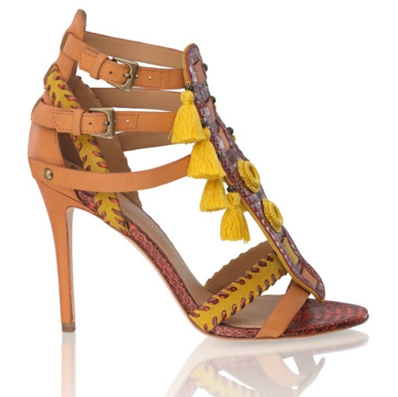 Kotur Guzel Bohemian Leather Snakeskin Stiletto Heels Size 10 Goddess Complex - Picture 1 of 16